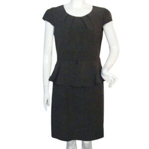 CONNECTED Dress, 10, Career, Cap Sleeve, Peplum, Brown, Back Zip/vent